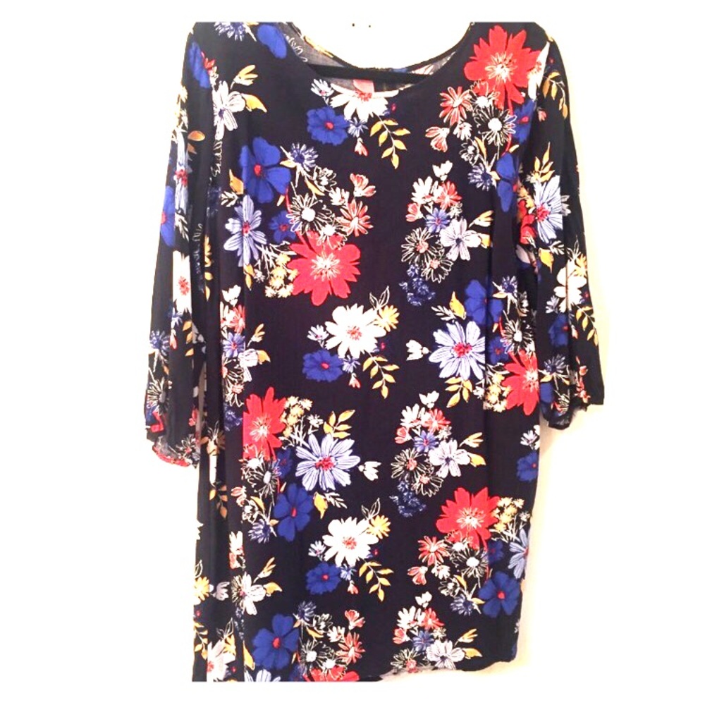 Navy floral tunic, zipper back
